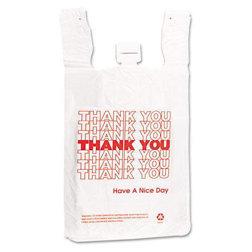 Plastic Thank-you T-sack, 2 Mil, 4" X 15", White, 2,000-carton