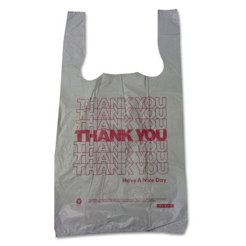 Plastic Thank-you T-sack, 2 Mil, 4" X 15", White, 2,000-carton