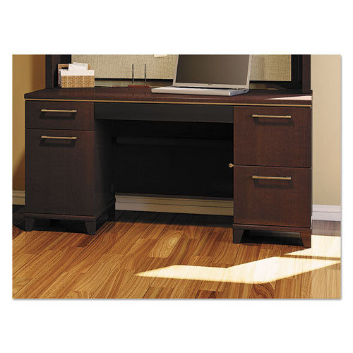 Enterprise Collection 60w Double Pedestal Desk, 60w X 28.63d X 29.75h, Mocha Cherry (box 1 Of 2)