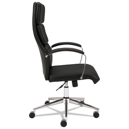 Hvl105 Executive High-back Leather Chair, Supports Up To 250 Lbs., Black Seat-black Back, Polished Aluminum Base