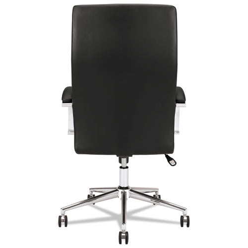 Hvl105 Executive High-back Leather Chair, Supports Up To 250 Lbs., Black Seat-black Back, Polished Aluminum Base