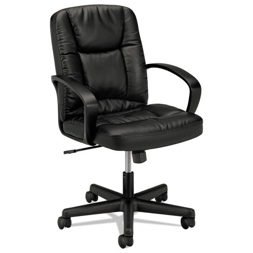 Hvl171 Executive Mid-back Leather Chair, Supports Up To 250 Lbs., Black Seat-black Back, Black Base