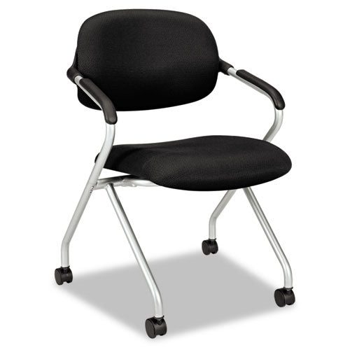 Hvl303 Nesting Arm Chair, Black Seat-black Back, Black Base