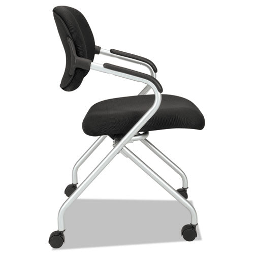 Hvl303 Nesting Arm Chair, Black Seat-black Back, Platinum Base