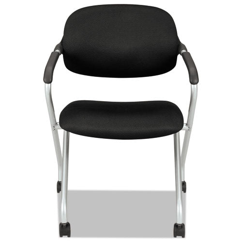 Hvl303 Nesting Arm Chair, Black Seat-black Back, Platinum Base