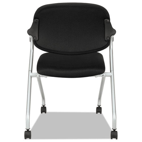 Hvl303 Nesting Arm Chair, Black Seat-black Back, Platinum Base