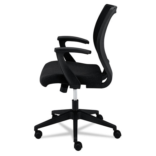 Hvl521 Mesh Mid-back Task Chair, Supports Up To 250 Lbs., Black Seat-black Back, Black Base