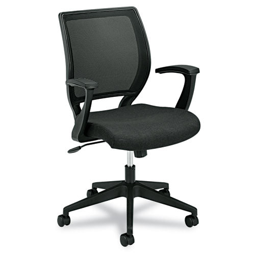 Hvl521 Mesh Mid-back Task Chair, Supports Up To 250 Lbs., Black Seat-black Back, Black Base