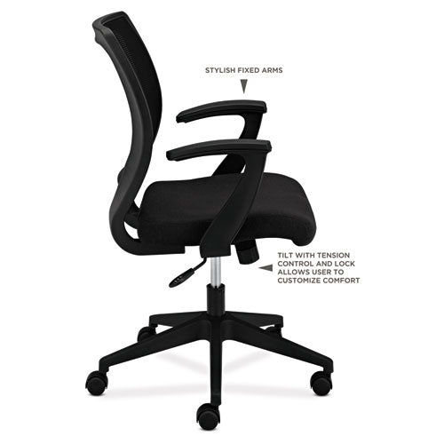 Hvl521 Mesh Mid-back Task Chair, Supports Up To 250 Lbs., Black Seat-black Back, Black Base