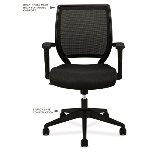Hvl521 Mesh Mid-back Task Chair, Supports Up To 250 Lbs., Black Seat-black Back, Black Base