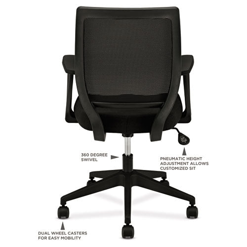 Hvl521 Mesh Mid-back Task Chair, Supports Up To 250 Lbs., Black Seat-black Back, Black Base