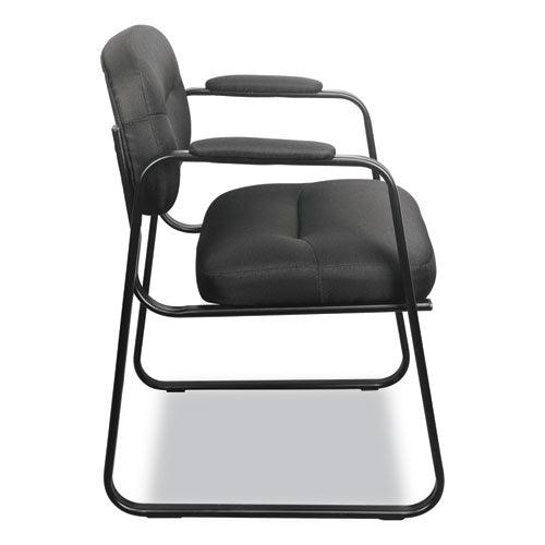Hvl653 Leather Guest Chair, 22.25" X 23" X 32", Black Seat-black Back, Black Base