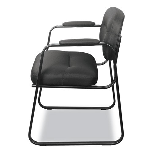 Hvl653 Leather Guest Chair, 22.25" X 23" X 32", Black Seat-black Back, Black Base
