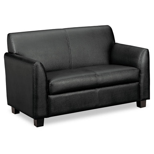 Circulate Leather Reception Two-cushion Loveseat, 53.5w X 28.75d X 32h, Black
