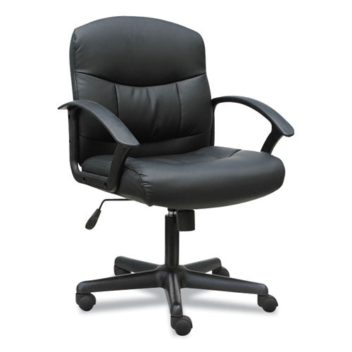 3-oh-three Mid-back Executive Leather Chair, Supports Up To 250 Lbs., Black Seat-black Back, Black Base