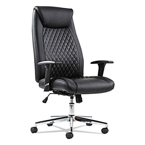 3-oh-three Mid-back Executive Leather Chair, Supports Up To 250 Lbs., Black Seat-black Back, Black Base