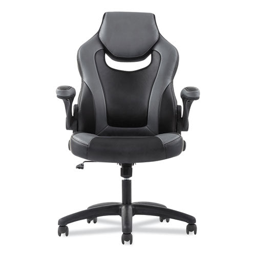 9-one-one High-back Racing Style Chair With Flip-up Arms, Supports Up To 225 Lbs., Black Seat-gray Back, Black Base