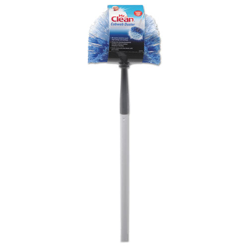 Telescopic Cobweb Duster, Blue-white, 11" Brush, 60" Handle