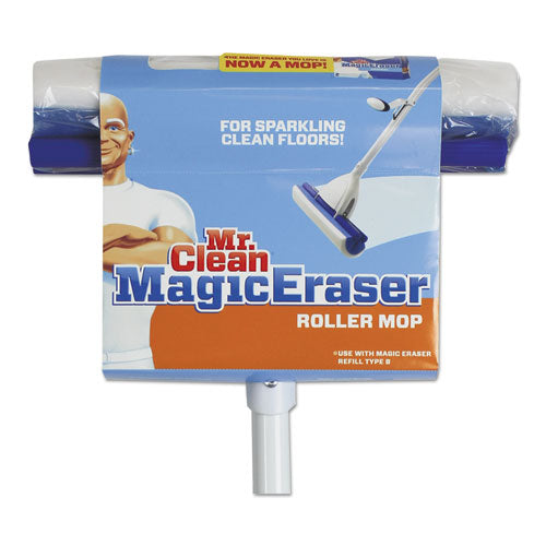 Magic Eraser Roller Mop, 45" Handle, 10 1-2 X 3 Head, White-blue