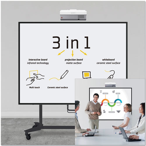 Interactive Magnetic Dry Erase Board, 70 X 52 X 1 1-4, White-black Frame
