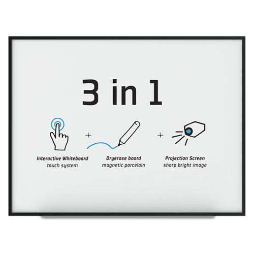 Interactive Magnetic Dry Erase Board, 90 X 52 7-10 X 4 1-5, White-black Frame