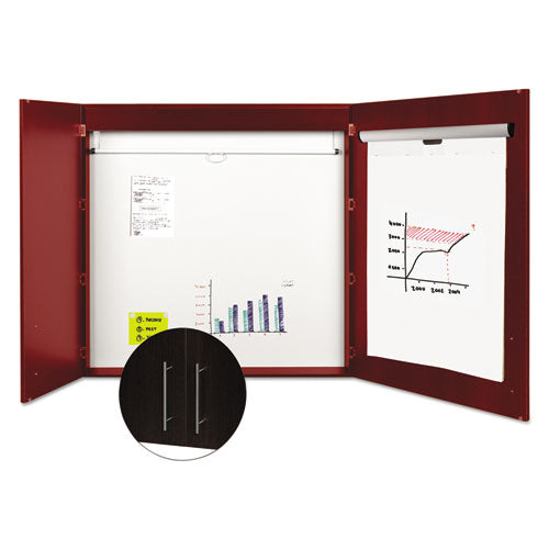 Conference Cabinet, Porcelain Magnetic, Dry Erase, 48 X 48, Cherry