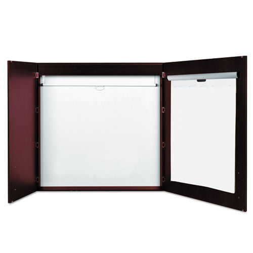 Conference Cabinet, Porcelain Magnetic, Dry Erase, 48 X 48, Cherry