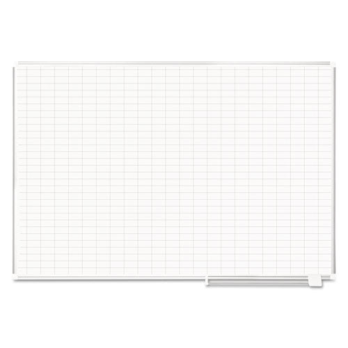 Gridded Magnetic Porcelain Planning Board, 1 X 2 Grid, 72 X 48, Aluminum Frame