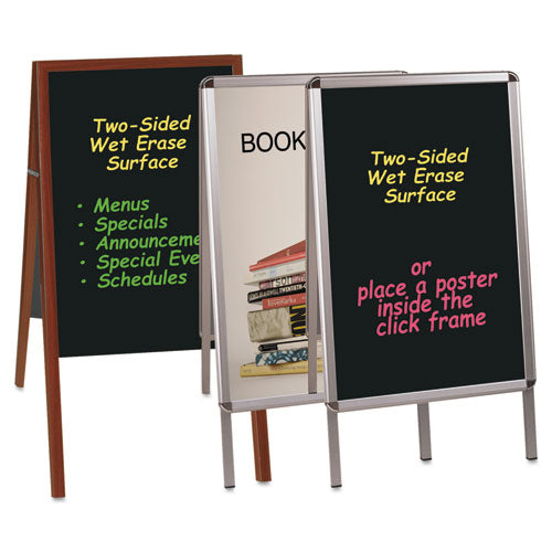 Magnetic Wet Erase Board, 27x34, Black, Cherry Wood Frame