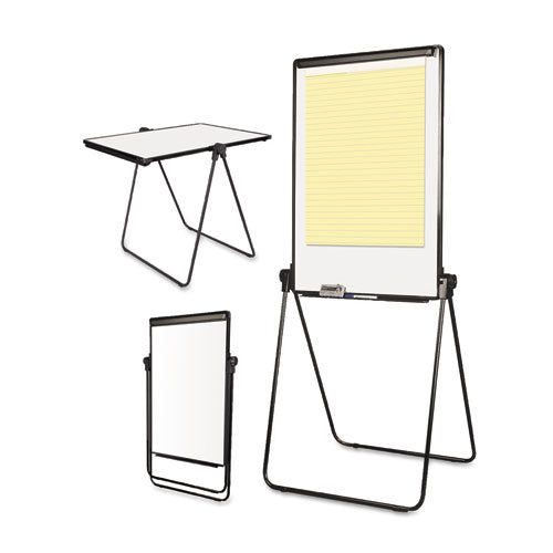 Folds-to-a-table Melamine Easel, 28 1-2 X 37 1-2, White, Steel-laminate