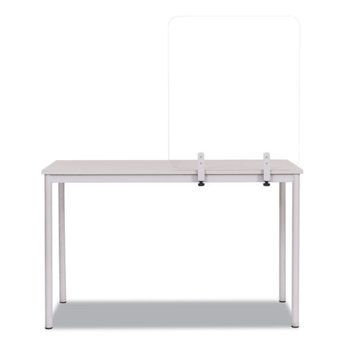 Protector Series Frameless Glass Desktop Divider, 55.1 X 0.16 X 35.4, Clear-aluminum