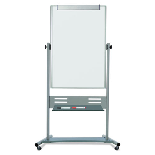 Magnetic Reversible Mobile Easel, 35 2-5w X 47 1-5h, 80"h Easel, White-silver