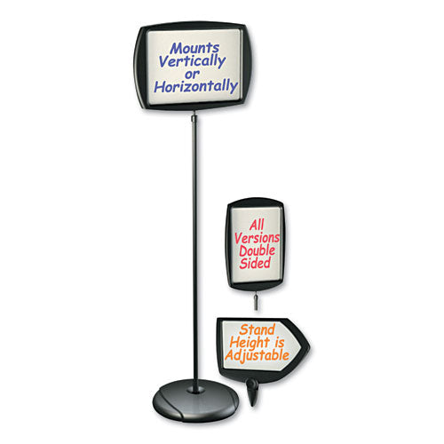 Floor Stand Sign Holder, Arrow, 25x17 Sign, 63" High, Black Frame