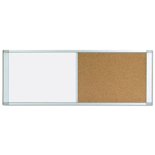 Combo Cubicle Workstation Dry Erase-cork Board, 36x18, Silver Frame