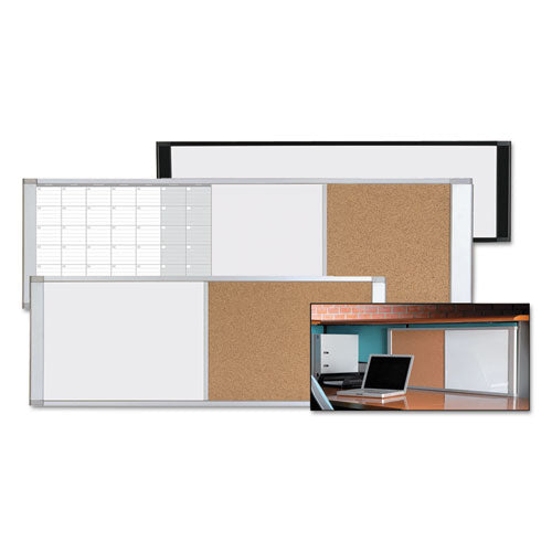 Combo Cubicle Workstation Dry Erase-cork Board, 48x18, Silver Frame