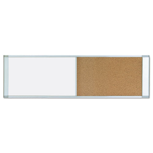 Combo Cubicle Workstation Dry Erase-cork Board, 48x18, Silver Frame
