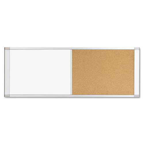 Combo Cubicle Workstation Dry Erase-cork Board, 48x18, Silver Frame
