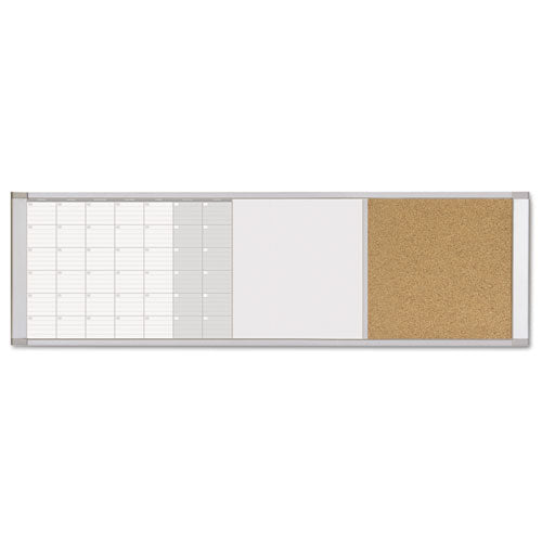 Magnetic Calendar Combo Board, 48 X 18, Aluminum Frame