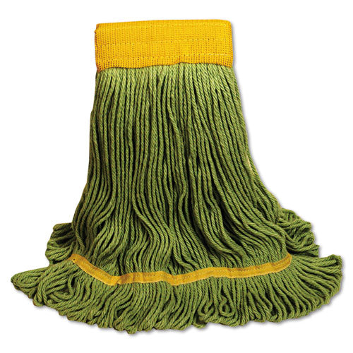 Ecomop Looped-end Mop Head, Recycled Fibers, Medium Size, Green, 12-carton