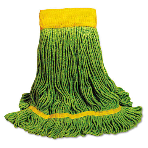 Ecomop Looped-end Mop Head, Recycled Fibers, Medium Size, Green, 12-carton