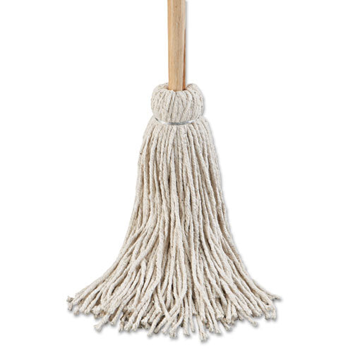 Deck Mop; 54" Wooden Handle, 24oz Cotton Fiber Head, 6-pack