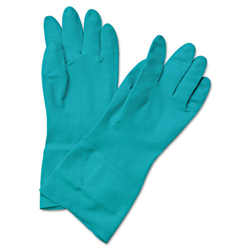 Flock-lined Nitrile Gloves, Medium, Green, Dozen