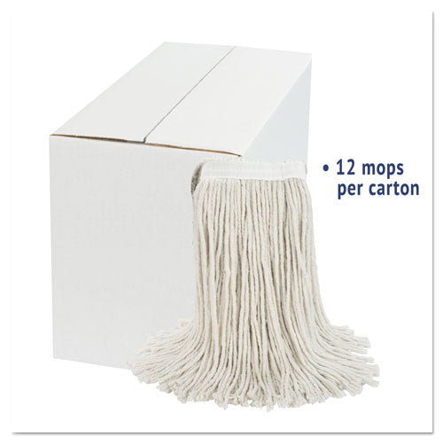 Cut-end Wet Mop Head, Cotton, White, #20, 12-carton