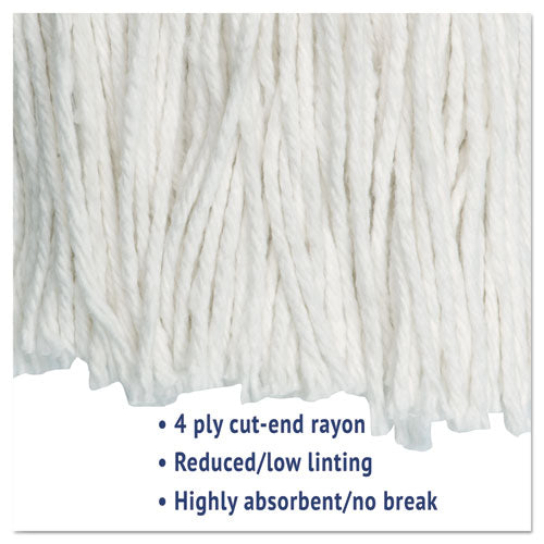 Cut-end Wet Mop Head, Rayon, No. 20, White, 12-carton