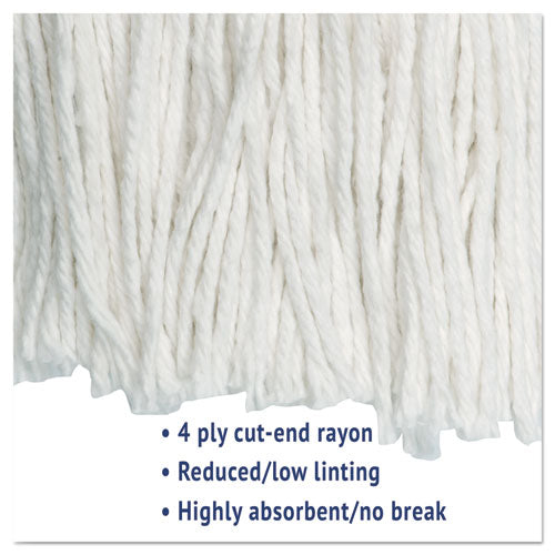 Cut-end Wet Mop Head, Rayon, No. 24, White, 12-carton