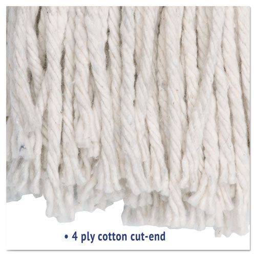 Premium Cut-end Wet Mop Heads, Cotton, 24oz, White, 12-carton