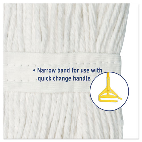 Premium Cut-end Wet Mop Heads, Cotton, 24oz, White, 12-carton