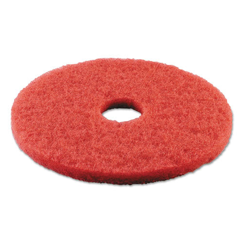 Buffing Floor Pads, 13" Diameter, Red, 5-carton