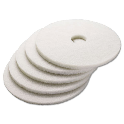 Polishing Floor Pads, 13" Diameter, White, 5-carton