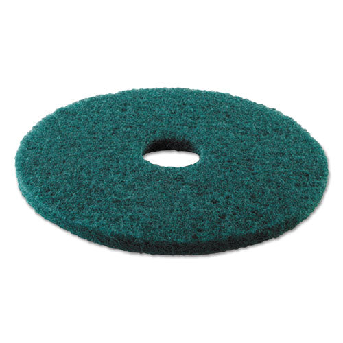 Heavy-duty Scrubbing Floor Pads, 16" Diameter, Green, 5-carton